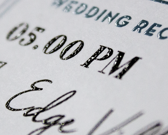 raised ink papermint custom wedding invitation and stationery design
