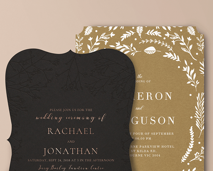 die cutting papermint custom wedding invitation and stationery design