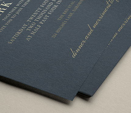 dark navy paper papermint custom wedding invitation and stationery design
