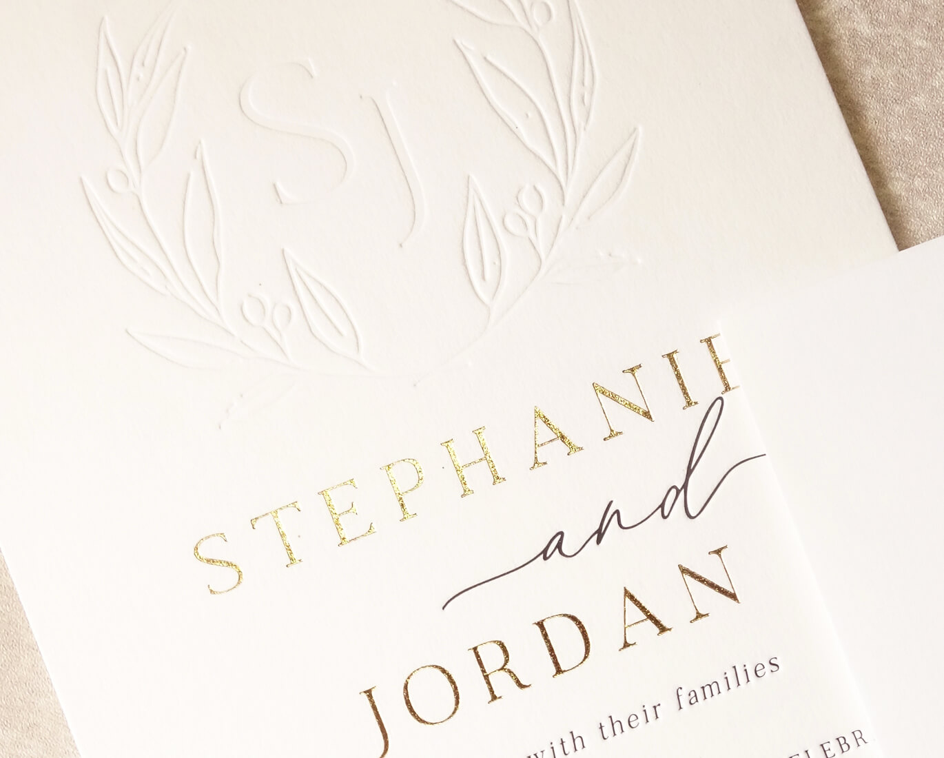 Cotton wedding invitation letterpress 