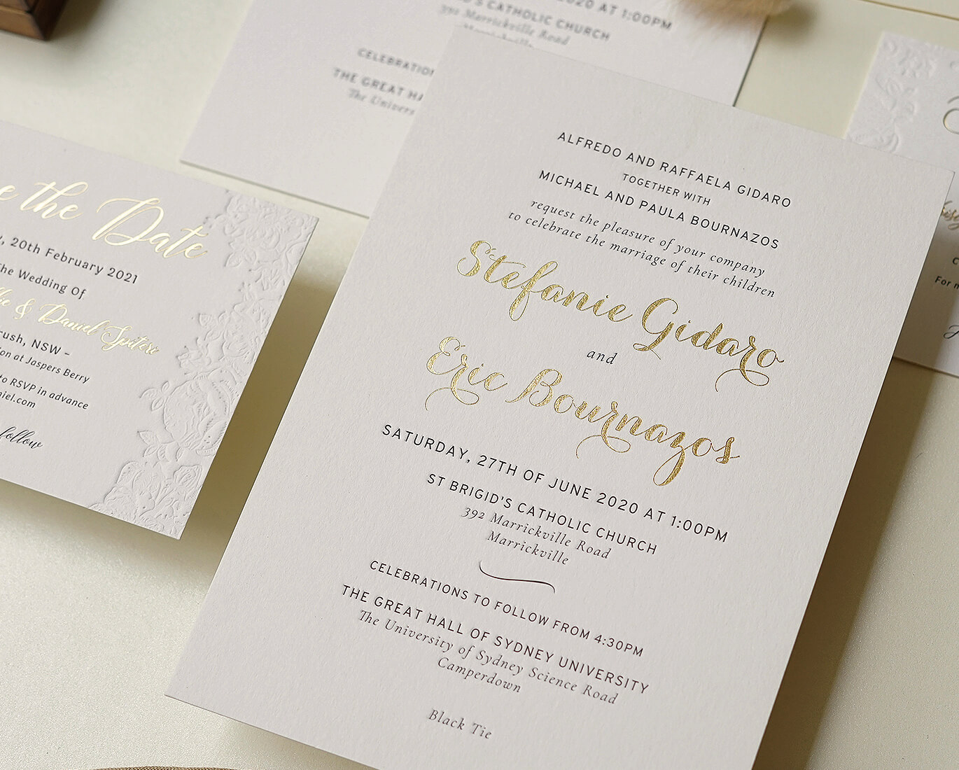 Cotton wedding invitation letterpress 