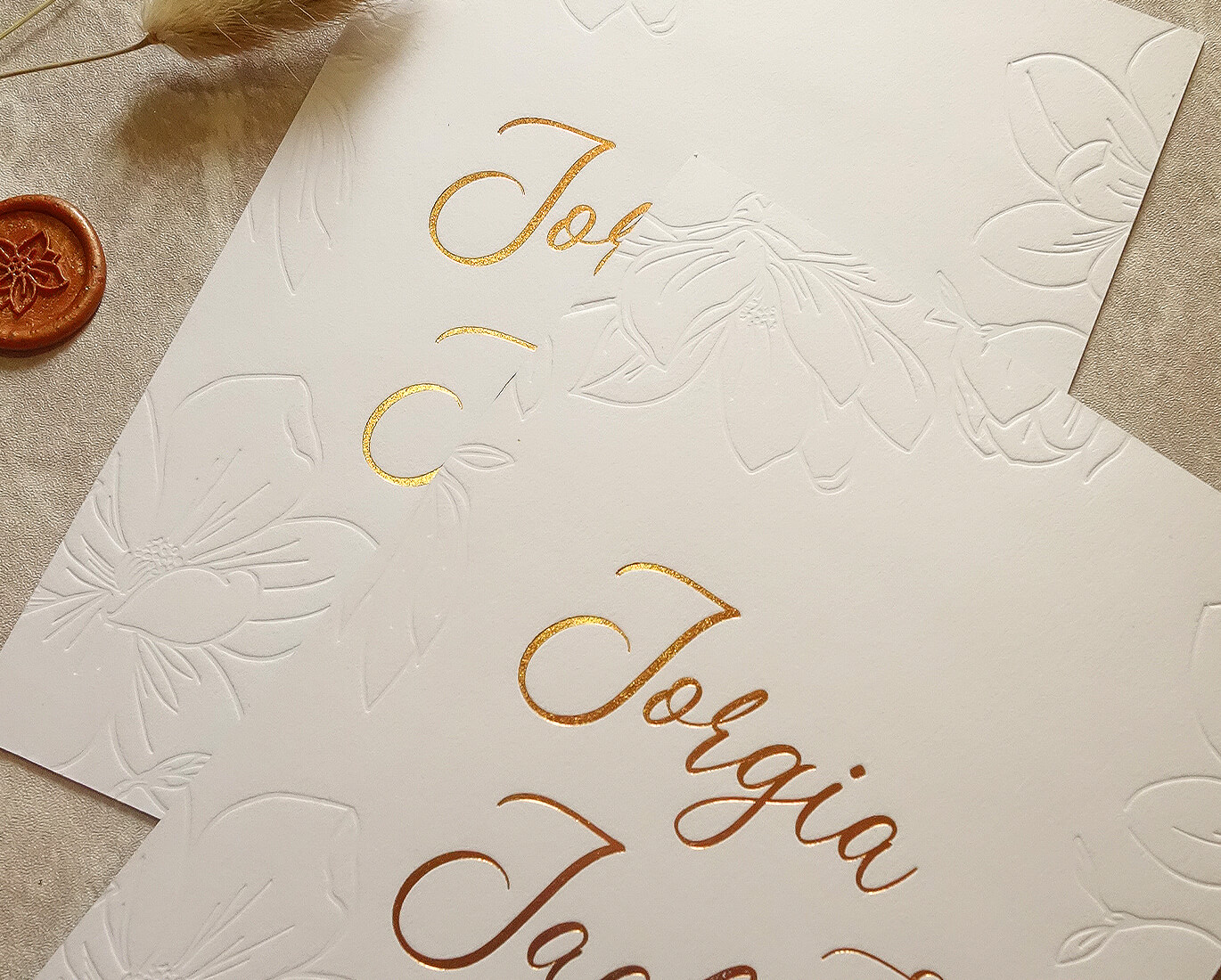 Cotton wedding invitation letterpress 