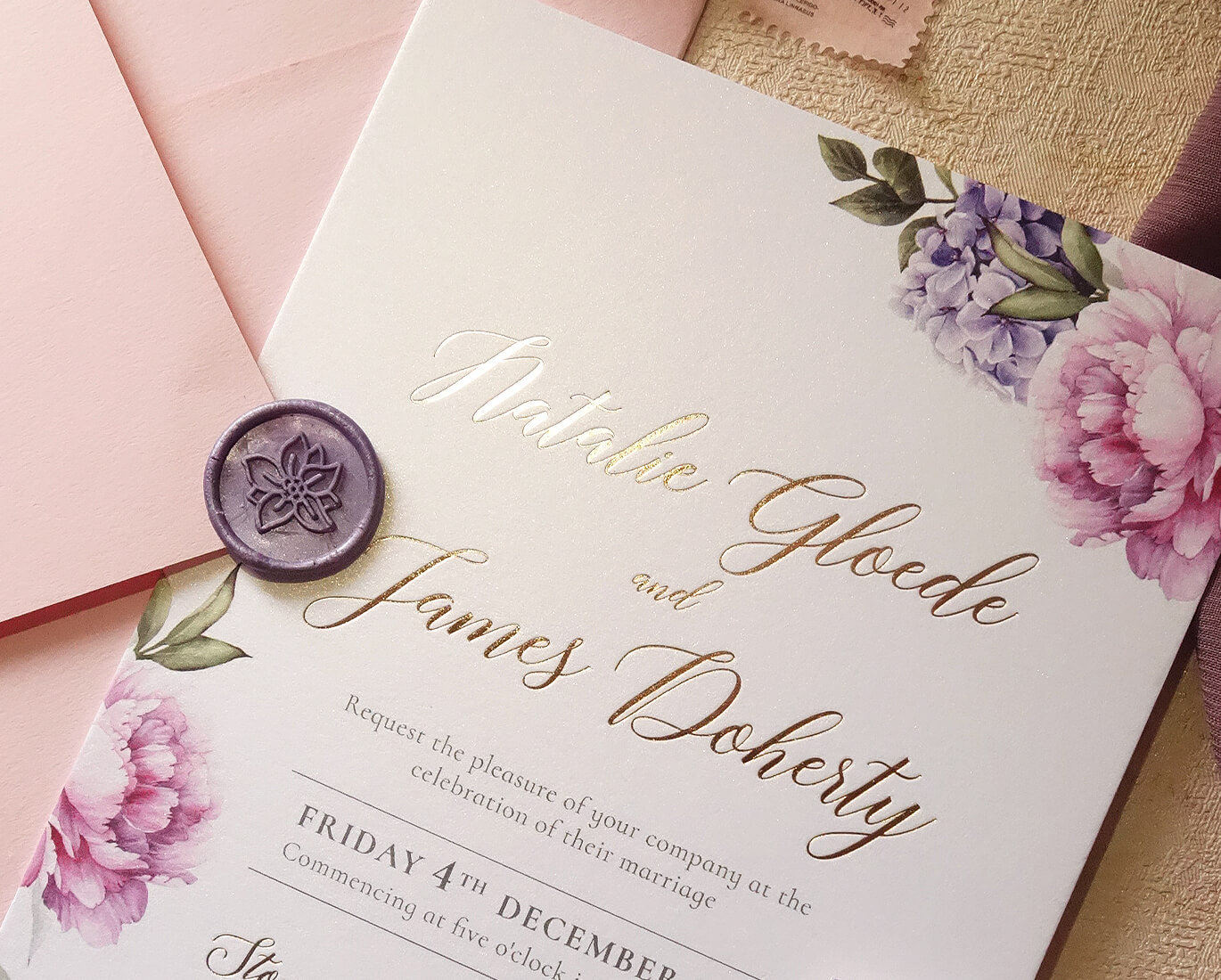Pearlescent wedding invitation digital