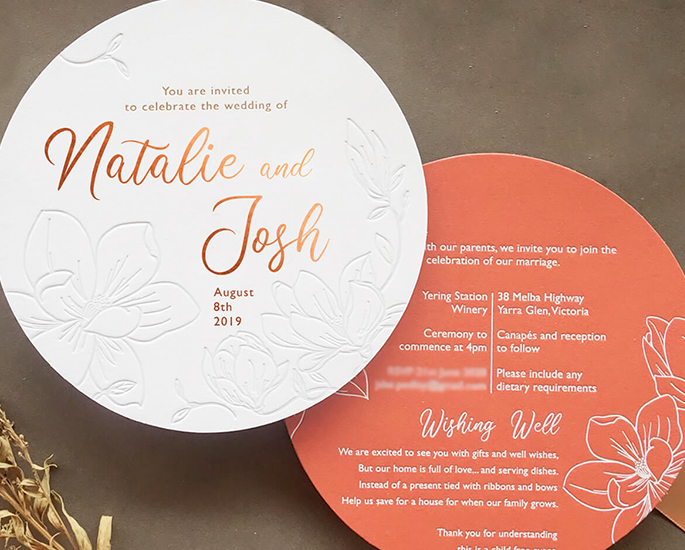 die cutting papermint custom wedding invitation and stationery design