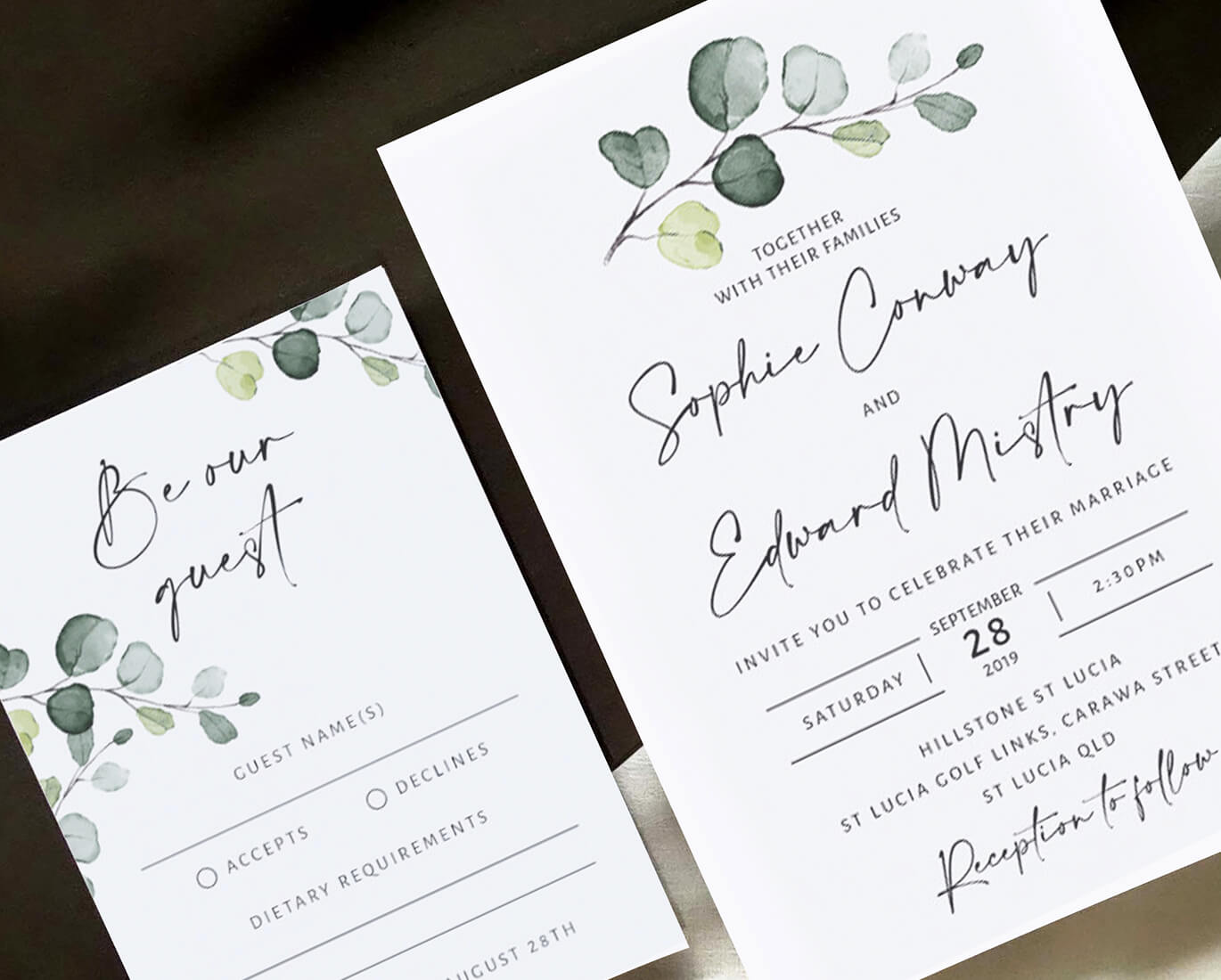 special finishing digital papermint custom wedding invitation and stationery design