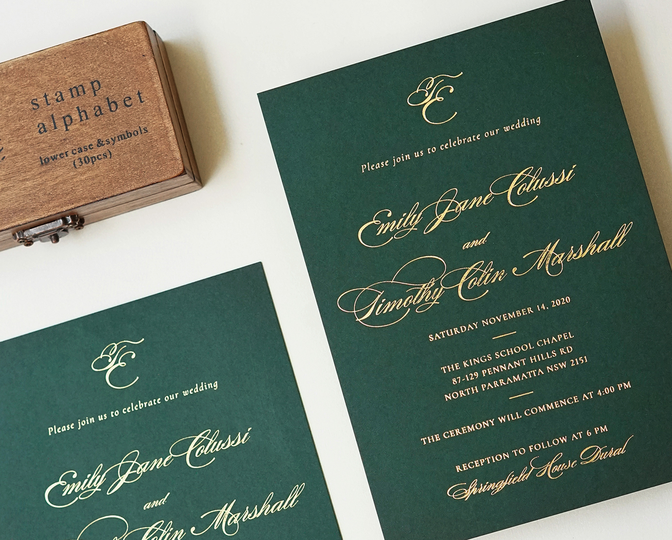 special finishing foil papermint custom wedding invitation and stationery design