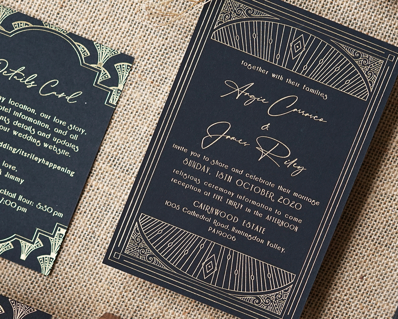 special finishing foil papermint custom wedding invitation and stationery design