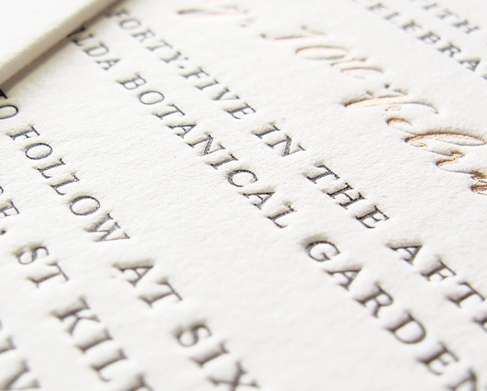 letterpress papermint custom wedding invitation and stationery design