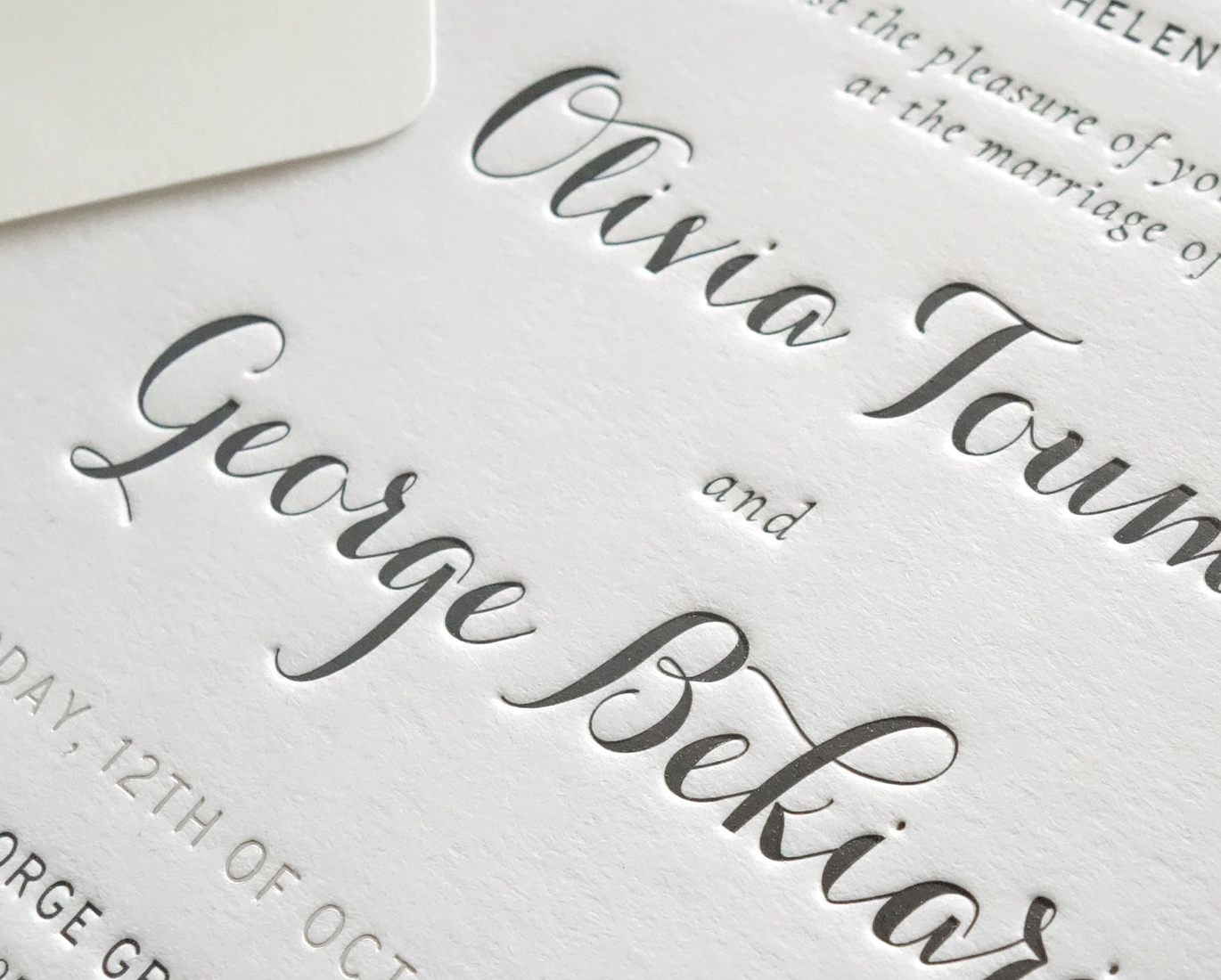 special finishing letterpress papermint custom wedding invitation and stationery design