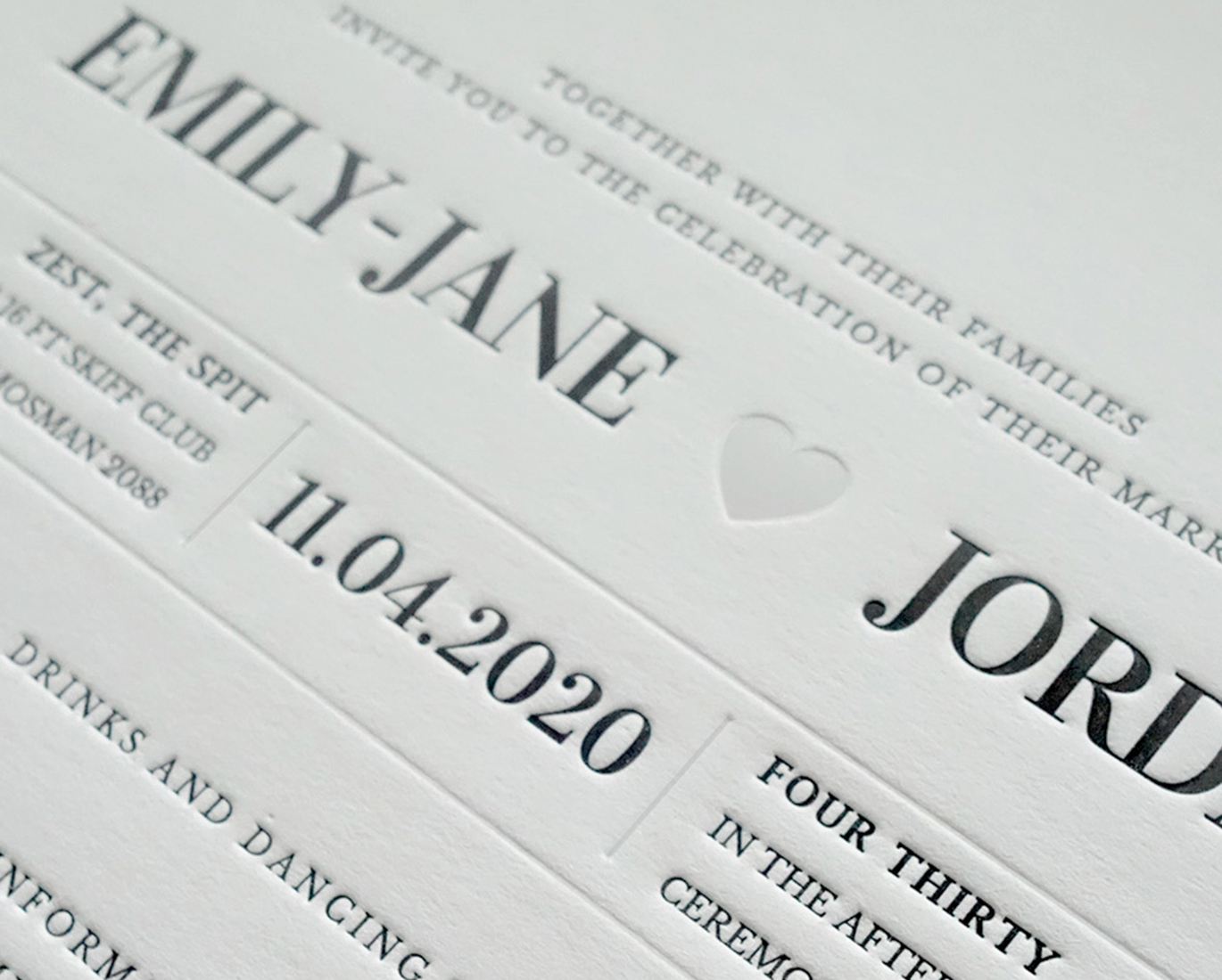 special finishing letterpress papermint custom wedding invitation and stationery design