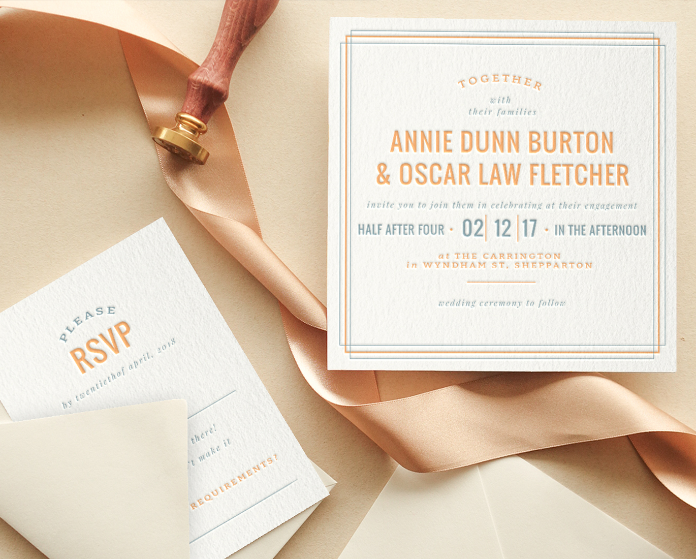 special finishing screen print papermint custom wedding invitation and stationery design