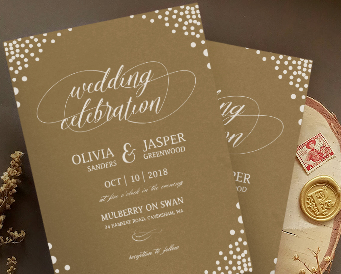 Screen Print papermint custom wedding invitation and stationery design