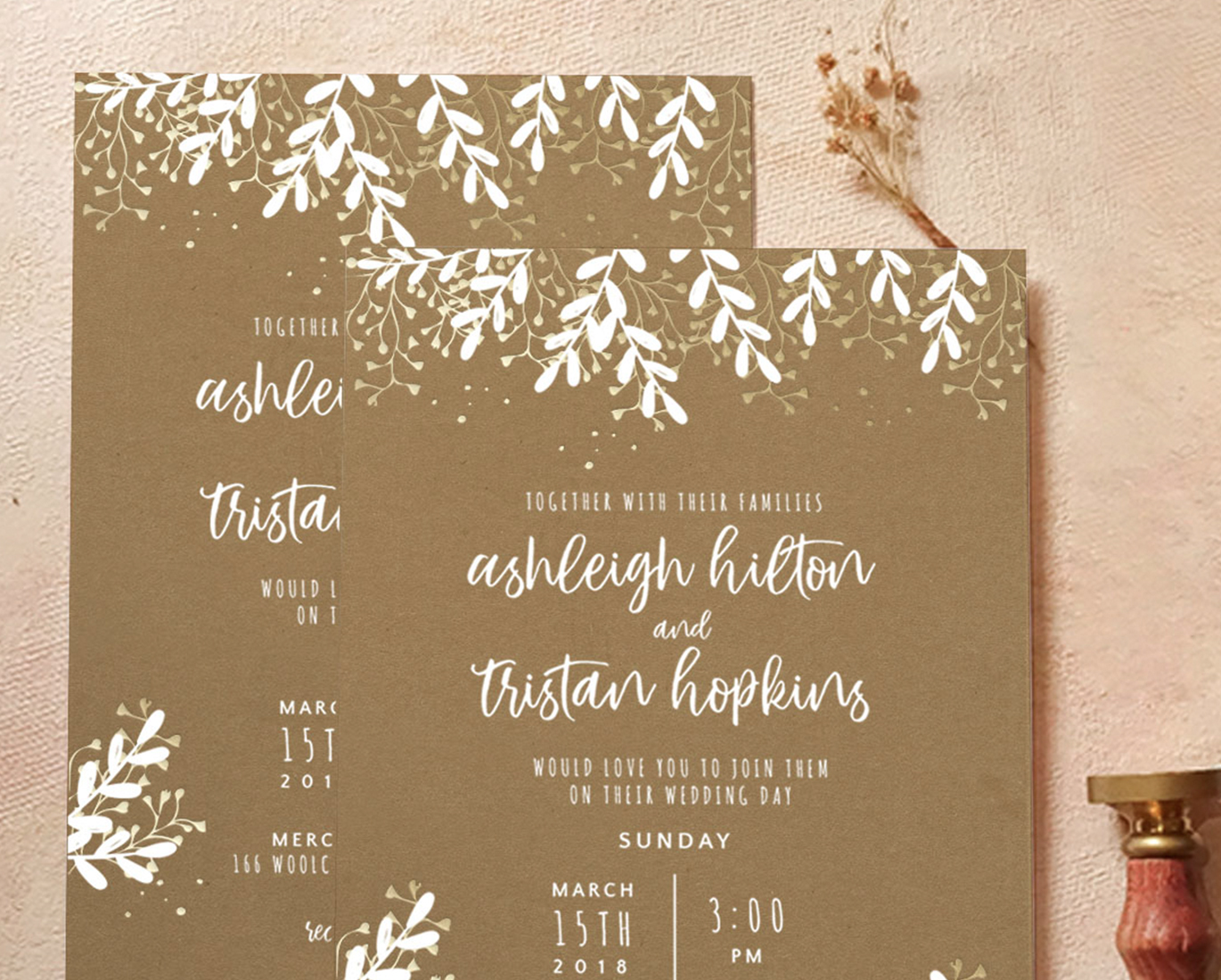 special finishing screen print papermint custom wedding invitation and stationery design