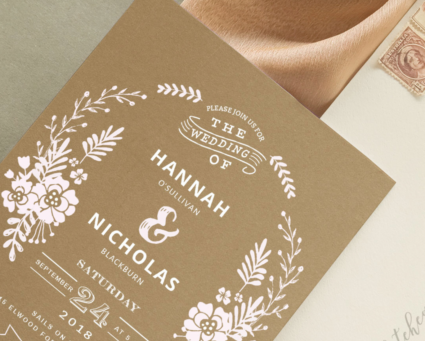 special finishing screen print papermint custom wedding invitation and stationery design